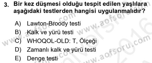 Temel Bakım Hizmetleri Dersi 2015 - 2016 Yılı (Vize) Ara Sınavı 3. Soru