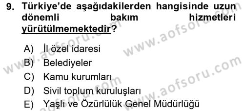 Temel Bakım Hizmetleri Dersi 2015 - 2016 Yılı (Vize) Ara Sınavı 9. Soru