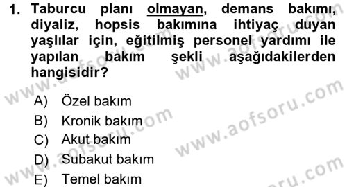 Temel Bakım Hizmetleri Dersi 2016 - 2017 Yılı 3 Ders Sınav Soruları 1. Soru