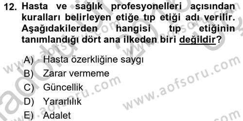 Temel Bakım Hizmetleri Dersi 2016 - 2017 Yılı 3 Ders Sınav Soruları 12. Soru