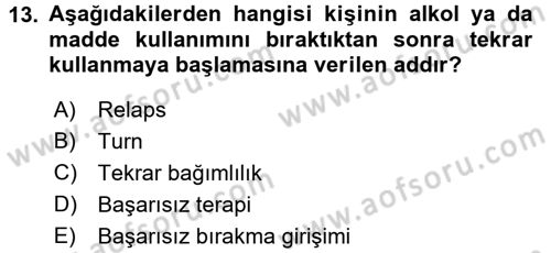 Temel Bakım Hizmetleri Dersi 2016 - 2017 Yılı 3 Ders Sınav Soruları 13. Soru