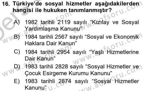 Temel Bakım Hizmetleri Dersi 2016 - 2017 Yılı 3 Ders Sınav Soruları 16. Soru