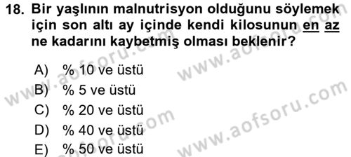 Temel Bakım Hizmetleri Dersi 2016 - 2017 Yılı 3 Ders Sınav Soruları 18. Soru