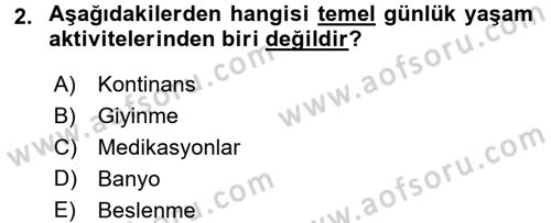 Temel Bakım Hizmetleri Dersi 2016 - 2017 Yılı 3 Ders Sınav Soruları 2. Soru