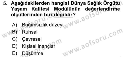 Temel Bakım Hizmetleri Dersi 2016 - 2017 Yılı 3 Ders Sınav Soruları 5. Soru