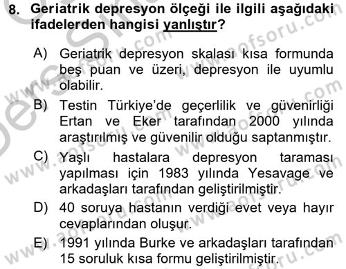 Temel Bakım Hizmetleri Dersi 2016 - 2017 Yılı 3 Ders Sınav Soruları 8. Soru