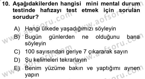 Temel Bakım Hizmetleri Dersi 2016 - 2017 Yılı (Vize) Ara Sınav Soruları 10. Soru