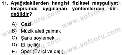 Temel Bakım Hizmetleri Dersi 2016 - 2017 Yılı (Vize) Ara Sınav Soruları 11. Soru