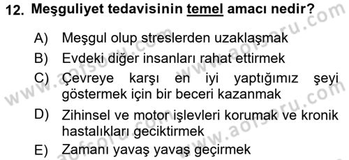 Temel Bakım Hizmetleri Dersi 2016 - 2017 Yılı (Vize) Ara Sınav Soruları 12. Soru