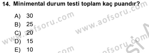 Temel Bakım Hizmetleri Dersi 2016 - 2017 Yılı (Vize) Ara Sınav Soruları 14. Soru