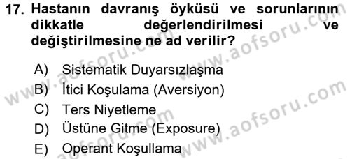 Temel Bakım Hizmetleri Dersi 2016 - 2017 Yılı (Vize) Ara Sınav Soruları 17. Soru
