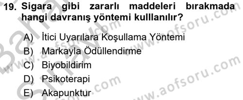 Temel Bakım Hizmetleri Dersi 2016 - 2017 Yılı (Vize) Ara Sınav Soruları 19. Soru