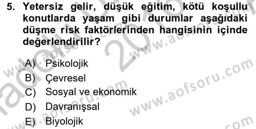 Temel Bakım Hizmetleri Dersi 2016 - 2017 Yılı (Vize) Ara Sınav Soruları 5. Soru