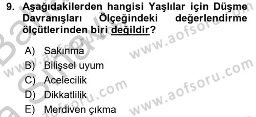 Temel Bakım Hizmetleri Dersi 2016 - 2017 Yılı (Vize) Ara Sınav Soruları 9. Soru
