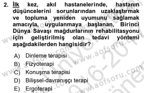 Temel Bakım Hizmetleri Dersi 2016 - 2017 Yılı (Final) Dönem Sonu Sınavı 2. Soru