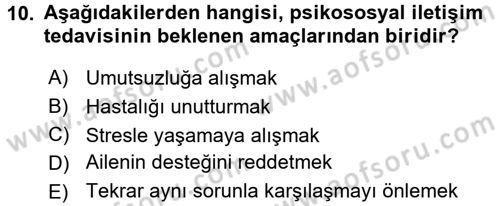 Temel Bakım Hizmetleri Dersi 2017 - 2018 Yılı 3 Ders Sınav Soruları 10. Soru