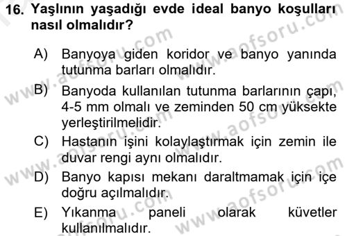 Temel Bakım Hizmetleri Dersi 2017 - 2018 Yılı 3 Ders Sınav Soruları 16. Soru