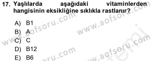 Temel Bakım Hizmetleri Dersi 2017 - 2018 Yılı 3 Ders Sınav Soruları 17. Soru