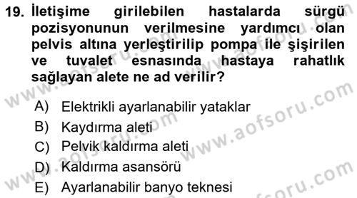 Temel Bakım Hizmetleri Dersi 2017 - 2018 Yılı 3 Ders Sınav Soruları 19. Soru