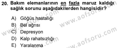 Temel Bakım Hizmetleri Dersi 2017 - 2018 Yılı 3 Ders Sınav Soruları 20. Soru