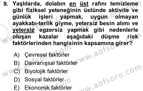 Temel Bakım Hizmetleri Dersi 2017 - 2018 Yılı 3 Ders Sınav Soruları 9. Soru