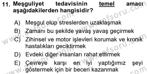Temel Bakım Hizmetleri Dersi 2017 - 2018 Yılı (Vize) Ara Sınav Soruları 11. Soru