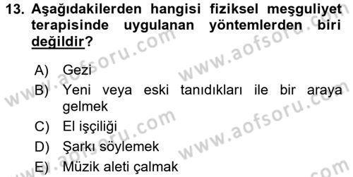 Temel Bakım Hizmetleri Dersi 2017 - 2018 Yılı (Vize) Ara Sınav Soruları 13. Soru