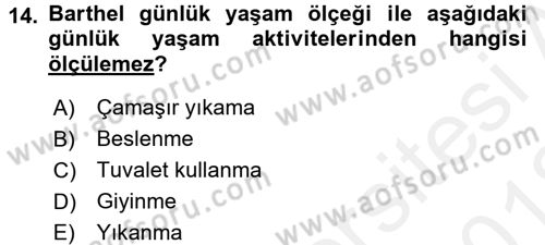 Temel Bakım Hizmetleri Dersi 2017 - 2018 Yılı (Vize) Ara Sınav Soruları 14. Soru