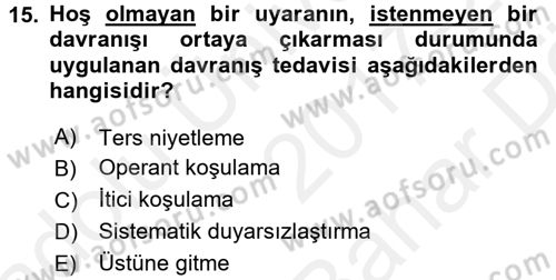 Temel Bakım Hizmetleri Dersi 2017 - 2018 Yılı (Vize) Ara Sınav Soruları 15. Soru