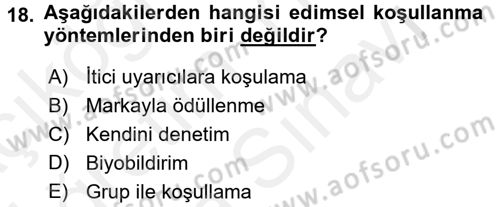 Temel Bakım Hizmetleri Dersi 2017 - 2018 Yılı (Vize) Ara Sınav Soruları 18. Soru