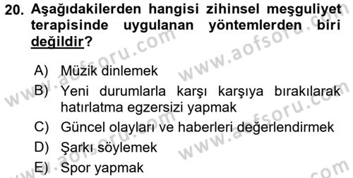 Temel Bakım Hizmetleri Dersi 2017 - 2018 Yılı (Vize) Ara Sınav Soruları 20. Soru