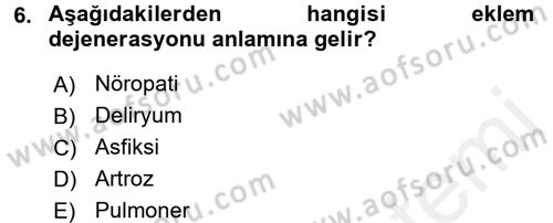 Temel Bakım Hizmetleri Dersi 2017 - 2018 Yılı (Vize) Ara Sınav Soruları 6. Soru