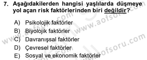 Temel Bakım Hizmetleri Dersi 2017 - 2018 Yılı (Vize) Ara Sınav Soruları 7. Soru