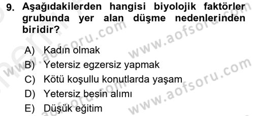 Temel Bakım Hizmetleri Dersi 2017 - 2018 Yılı (Vize) Ara Sınav Soruları 9. Soru
