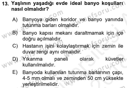 Temel Bakım Hizmetleri Dersi 2017 - 2018 Yılı (Final) Dönem Sonu Sınav Soruları 13. Soru