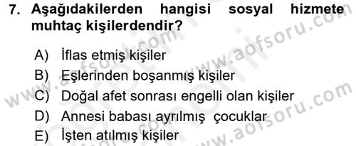 Temel Bakım Hizmetleri Dersi 2017 - 2018 Yılı (Final) Dönem Sonu Sınav Soruları 7. Soru
