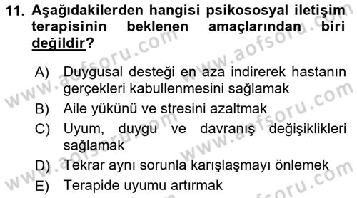 Temel Bakım Hizmetleri Dersi 2018 - 2019 Yılı 3 Ders Sınav Soruları 11. Soru