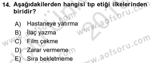 Temel Bakım Hizmetleri Dersi 2018 - 2019 Yılı 3 Ders Sınav Soruları 14. Soru