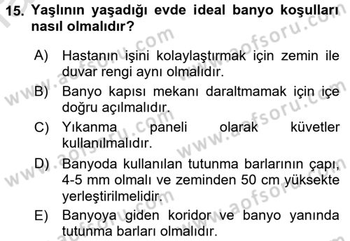 Temel Bakım Hizmetleri Dersi 2018 - 2019 Yılı 3 Ders Sınav Soruları 15. Soru