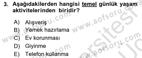 Temel Bakım Hizmetleri Dersi 2018 - 2019 Yılı 3 Ders Sınav Soruları 3. Soru