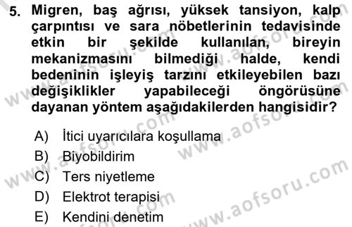 Temel Bakım Hizmetleri Dersi 2018 - 2019 Yılı 3 Ders Sınav Soruları 5. Soru