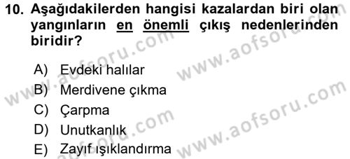 Temel Bakım Hizmetleri Dersi 2018 - 2019 Yılı (Vize) Ara Sınavı 10. Soru