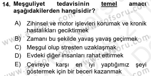 Temel Bakım Hizmetleri Dersi 2018 - 2019 Yılı (Vize) Ara Sınavı 14. Soru