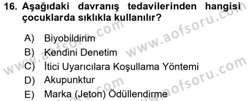 Temel Bakım Hizmetleri Dersi 2018 - 2019 Yılı (Vize) Ara Sınavı 16. Soru