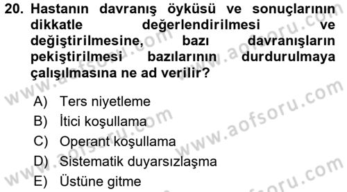 Temel Bakım Hizmetleri Dersi 2018 - 2019 Yılı (Vize) Ara Sınavı 20. Soru