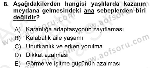 Temel Bakım Hizmetleri Dersi 2018 - 2019 Yılı (Vize) Ara Sınavı 8. Soru