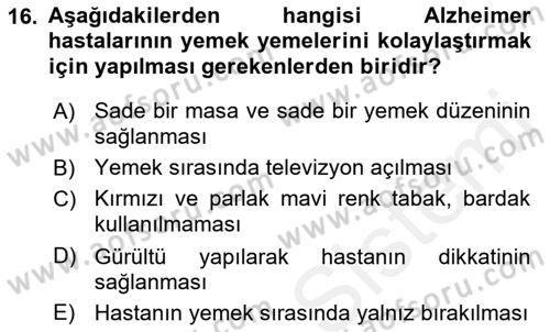 Temel Bakım Hizmetleri Dersi 2018 - 2019 Yılı (Final) Dönem Sonu Sınav Soruları 16. Soru