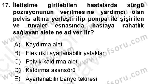Temel Bakım Hizmetleri Dersi 2018 - 2019 Yılı (Final) Dönem Sonu Sınav Soruları 17. Soru