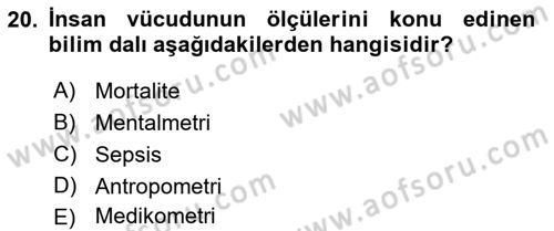 Temel Bakım Hizmetleri Dersi 2018 - 2019 Yılı (Final) Dönem Sonu Sınav Soruları 20. Soru