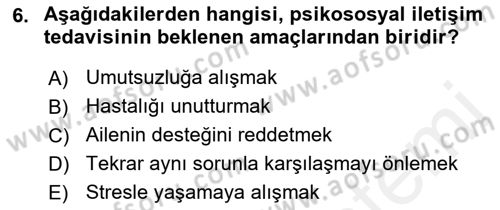 Temel Bakım Hizmetleri Dersi 2018 - 2019 Yılı (Final) Dönem Sonu Sınav Soruları 6. Soru